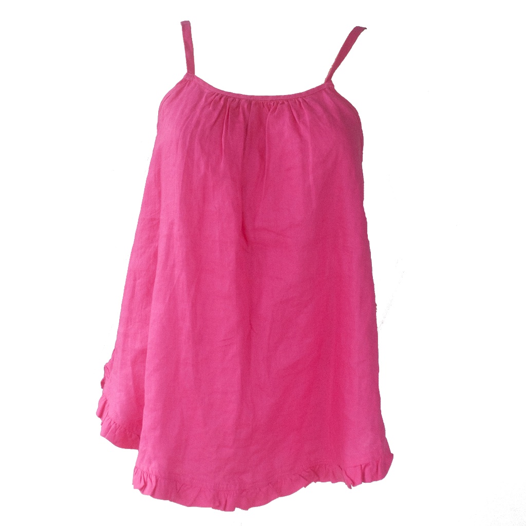 Nwt For Cynthia Pink Ruffle Hem Linen Tank Top